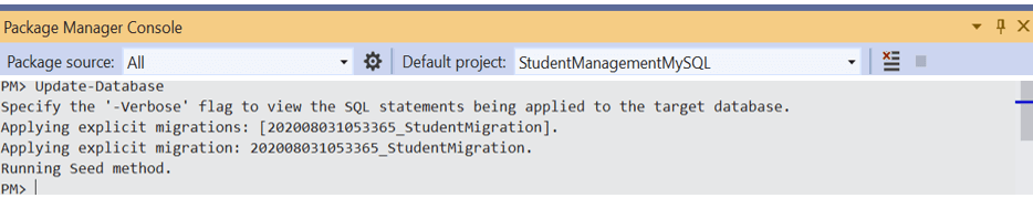 Run the Update-Database command