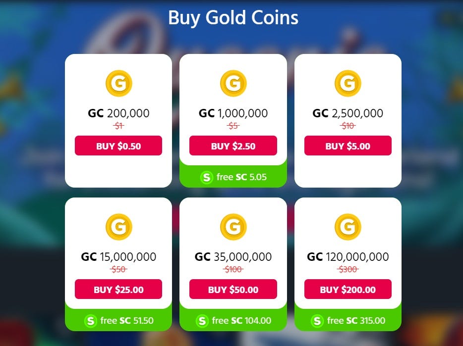 Screenshot of Chumba Casino Buy Coins