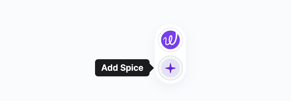 A Wordtune extension screenshot with an “Add spice” button featuring a sparkle icon.