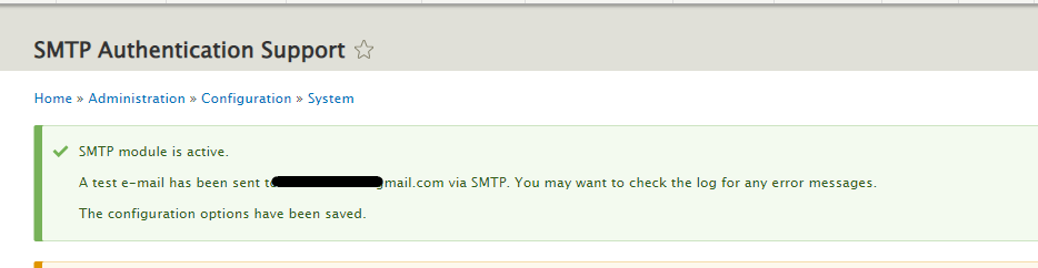 drupal SMTP configuration test email