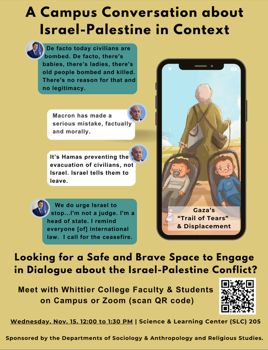 Whittier College Israel-Palestine Discussion Flyer
