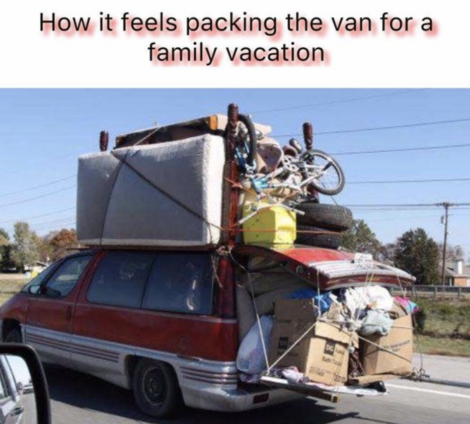 Packing the van for a family vacation