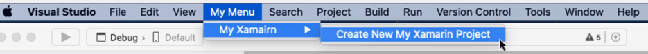 Visual Studio for Mac menu