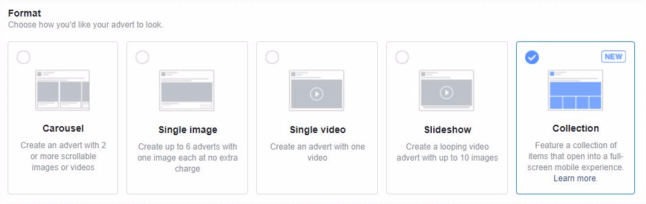 facebook ads format