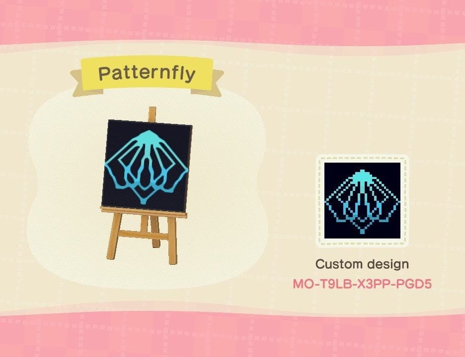 The PatternFly logo design with its in-game code: MO-T9LB-X3PP-PGD5