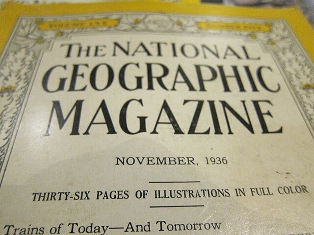 Old cover of National Geographic Magazine