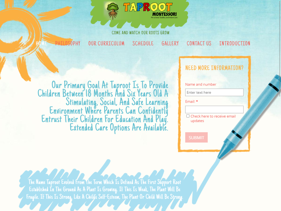 website of Taproot Montessori