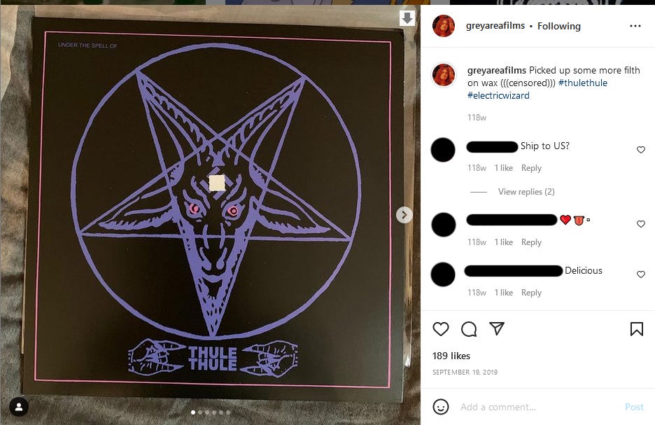 “Picked up some more filth on wax (((censored))) #thulethule #electricwizard”