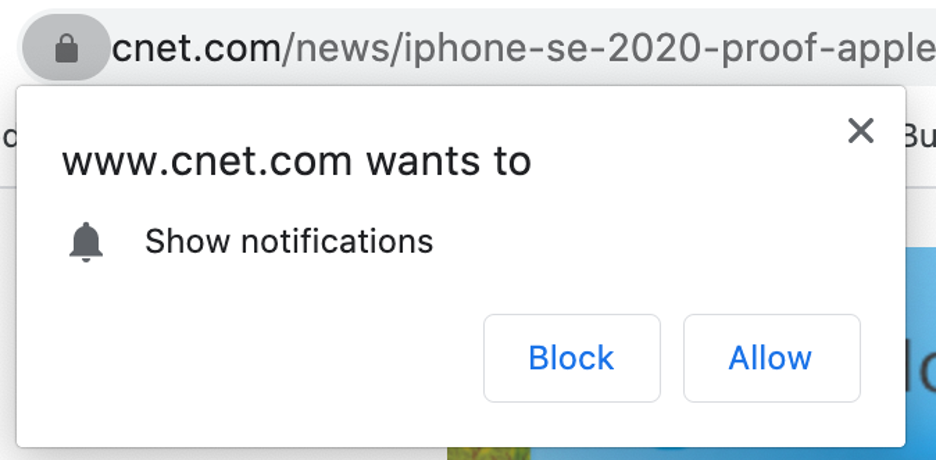 A notification permission prompt