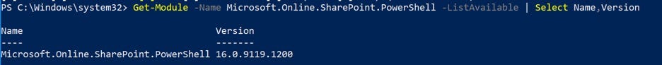 Get-Module Command — Connecting to SharePoint Online