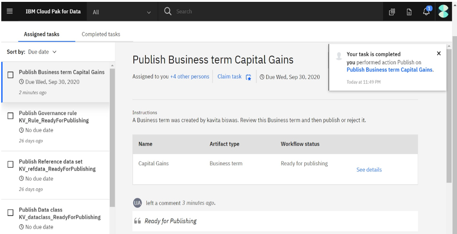 screenshot of the pre-publish page of a business term