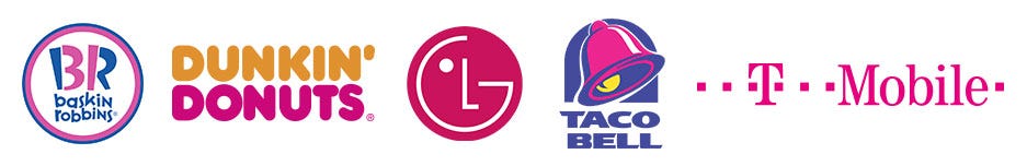 Branding logos who use pink as their branding color