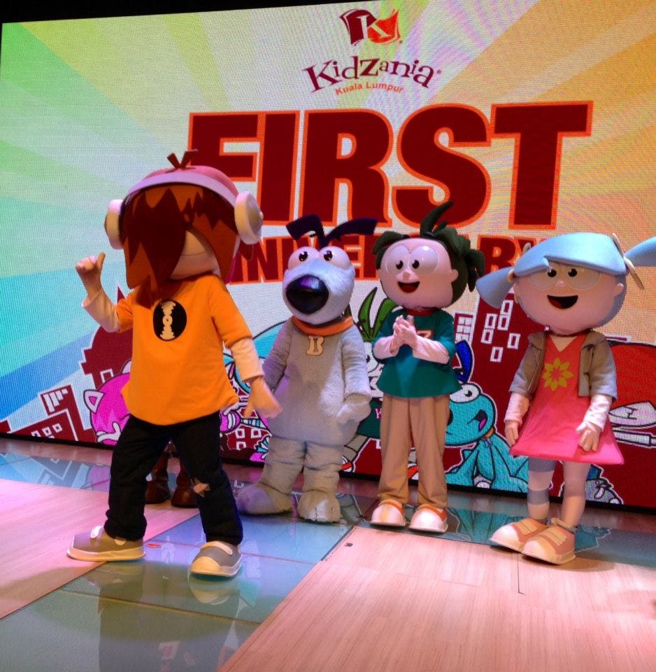 Beebop, Bache, Urbano and Vita during KidZania KL's 1st Anniversary Celebrations