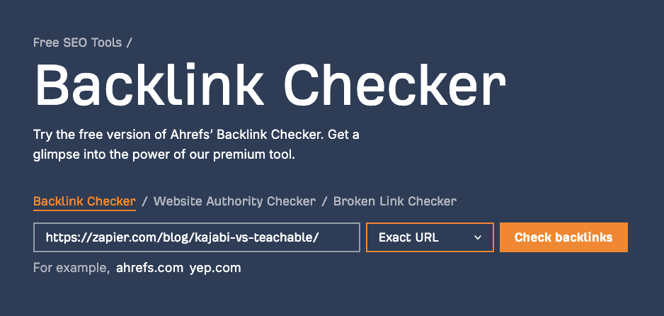 Ahrefs free backlinks checker tool allows you to find competitors’ backlink profiles.