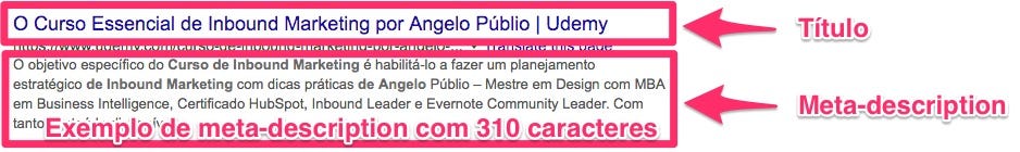 Exemplo de meta-description com 310 caracteres