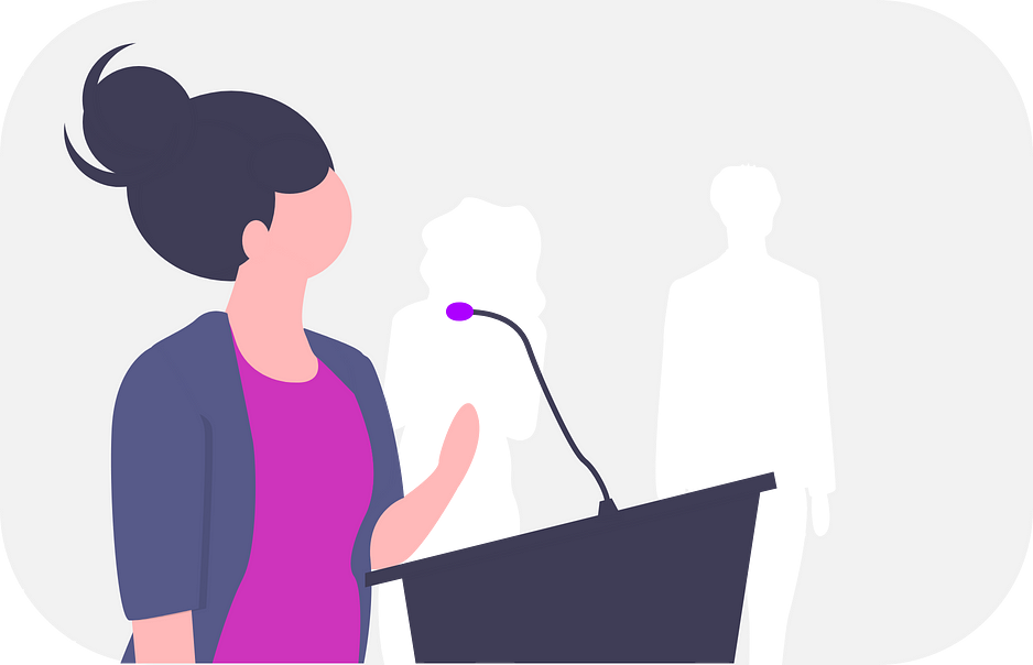 Illustration of woman giving a speech in public