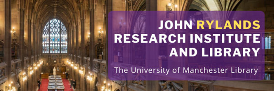 A banner image of the Historic Reading Room at the John Rylands Research Institute and Library.