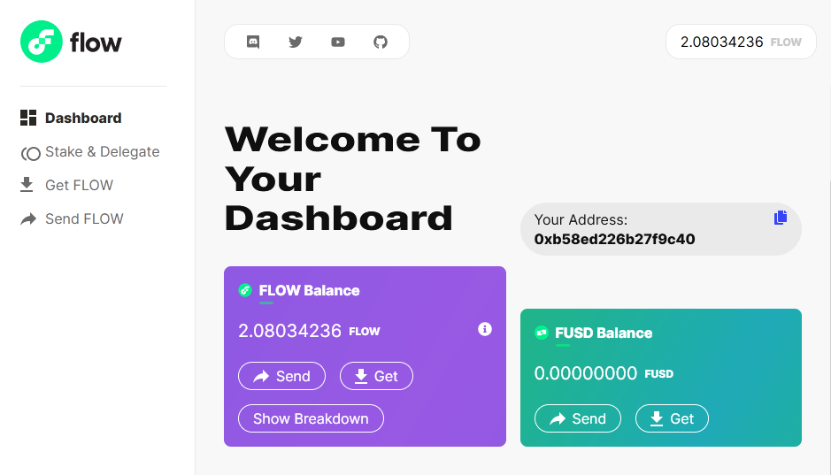 Screenshot from Flow Dashboard