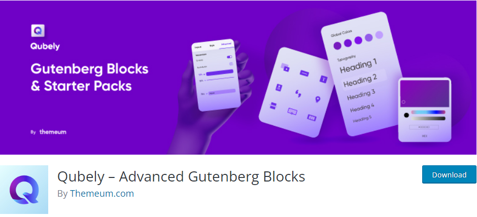 Qubely — Plugins to Add Extra Gutenberg Blocks for WordPress Landing Pages