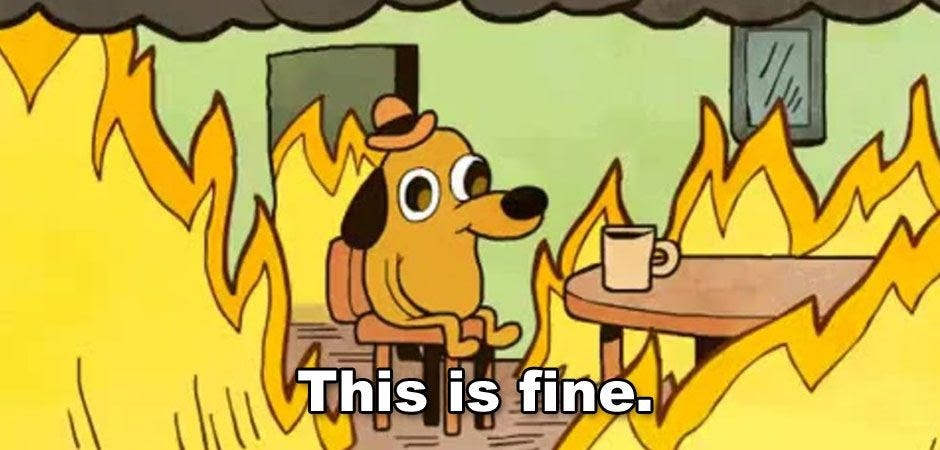 gif of a cartoon dog in a burning room