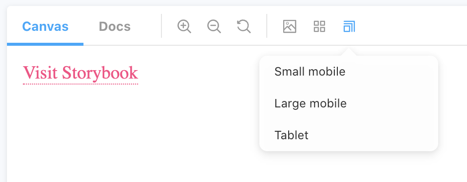 Storybook interface’s change viewport size icon