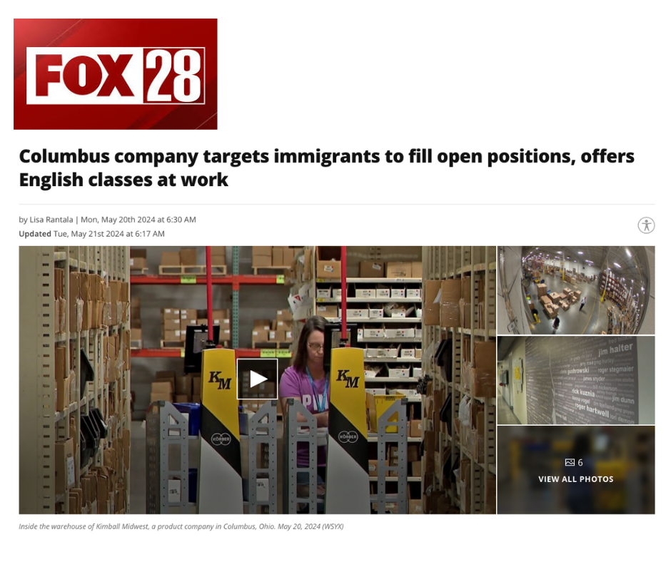 Headline on Fox28: “Columbus company targets immigrants to fill open positions, offers English classes at work”