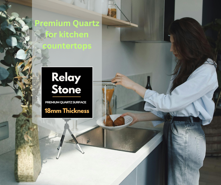 Relay Stone Quartz is the top 5 best quartz countertops brands in India for kitchen with 18mm thickness.