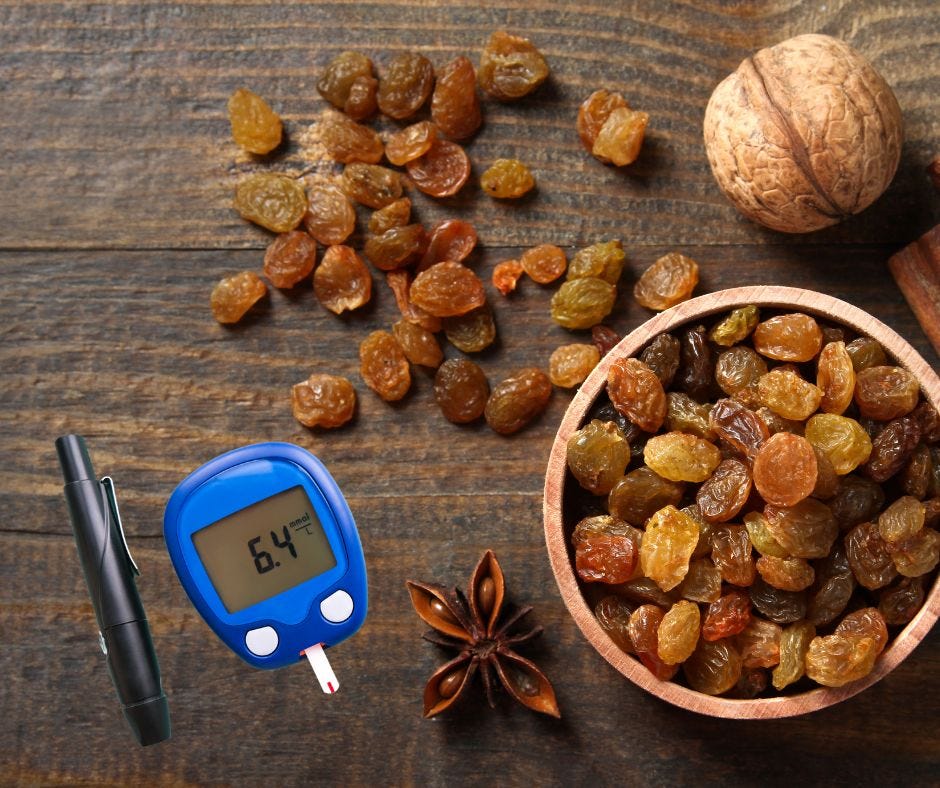 Raisins for diabetes control