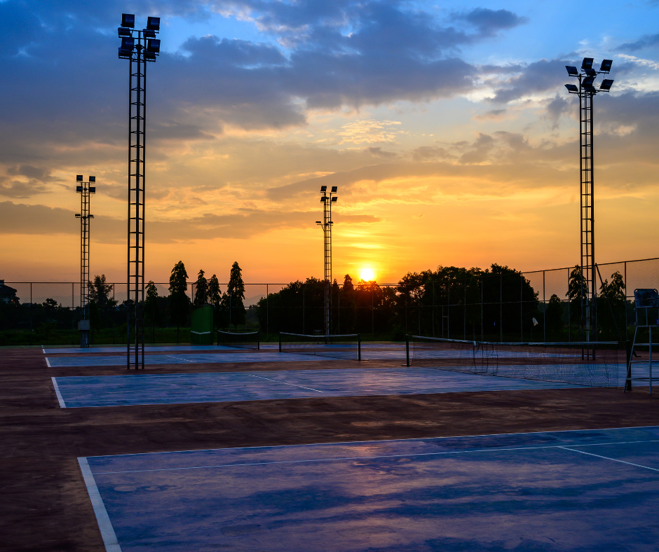 Tennis courts at sunset by Dr. Gregory Charlop