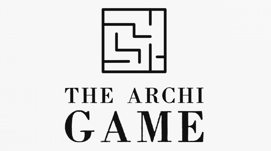 The game logo: an architectural plan draft, “the archi game” written below