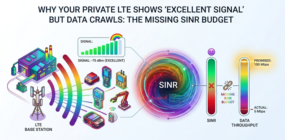 Why Your Private LTE Shows “Excellent Signal” But Data Crawls: The Missing SINR Budget