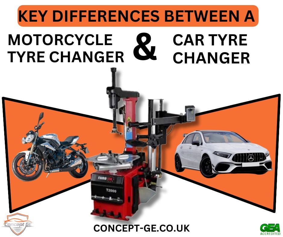 What are the differences between a Car Tyre Changer and a Motorcycle Tyre Changer?