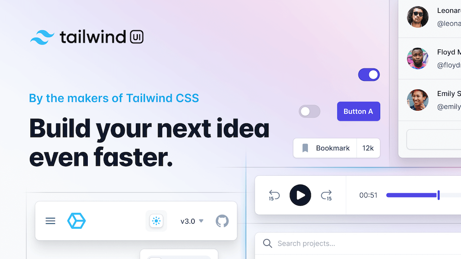 500+ UI components from Tailwind CSS