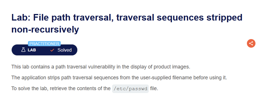 PortSwigger Lab: File path traversal, traversal sequences stripped non-recursively