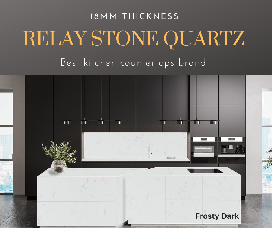 Frosty Dark quartz surface is the best relay stone quartz surface for kitchen countertops. Frosty Dark quartz is the premium quartz in India, delhi, gurugram, faridabad and noida. It is the best quartz to buy in vasantkunj, janakpuri, hauz khas, dwarka expressway. It is the most stain and scratch resistant quartz brand in India. other quartz brands includes: kalinga stone quartz, specta quartz surfaces and AGL quartz.