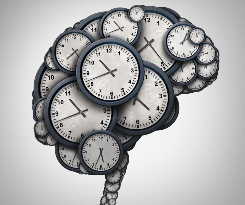 A Brain Image made up of clocks.
