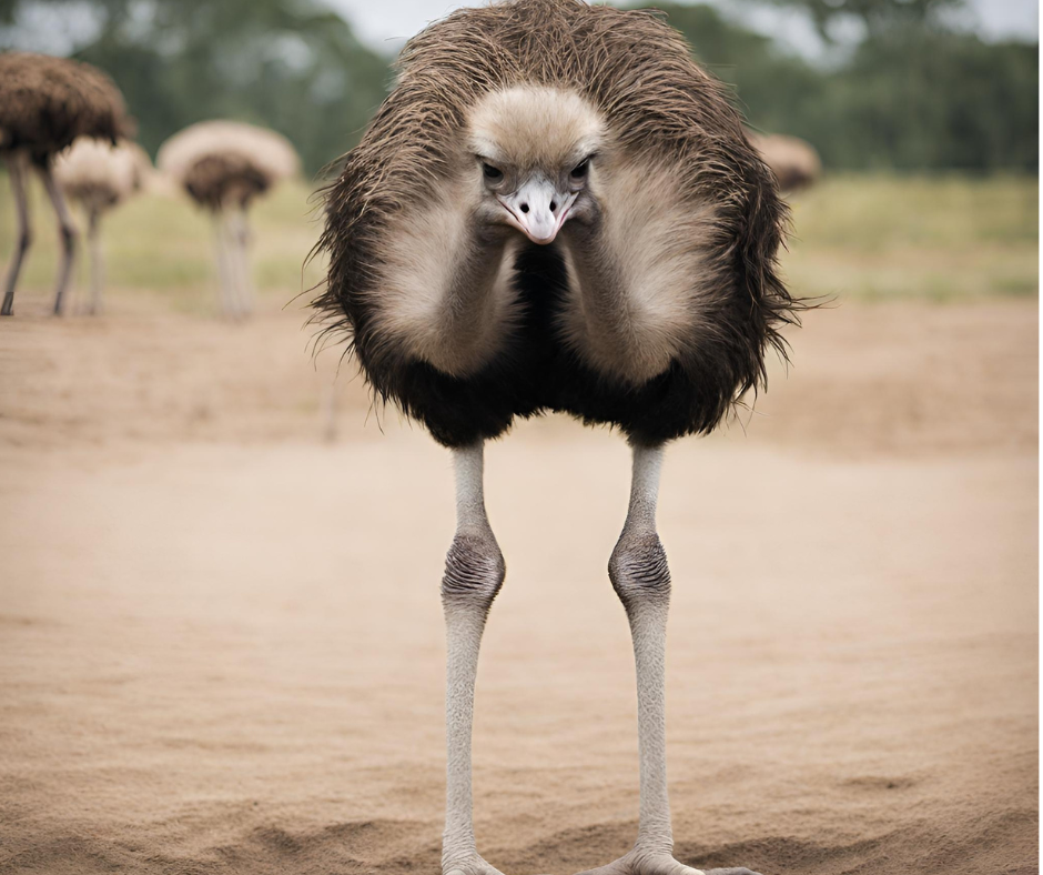 An ostrich looking directly at the camera