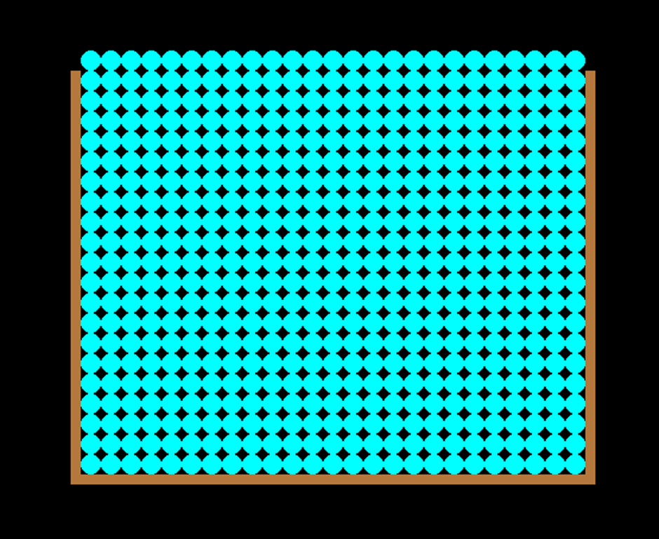 Several rows of 25 cells filling a brown rectangle