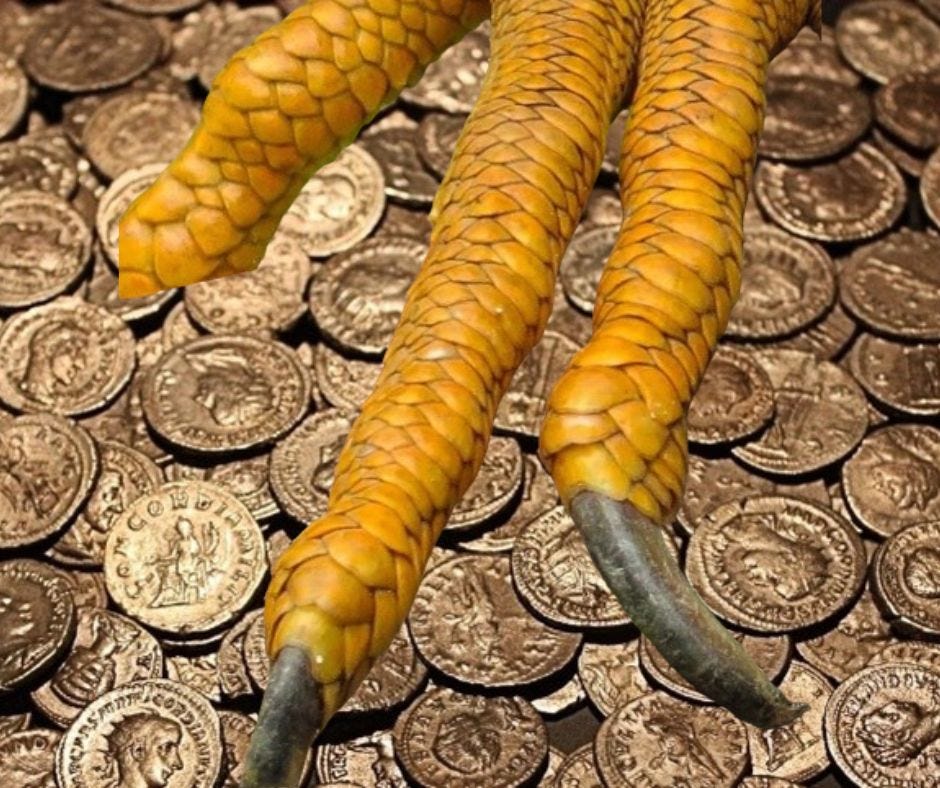 The giant claws of the Gilt Dragon were making the gold coins clink and tinkle as the dragon opened his huge eye, and saw they were in his cave, stealing his gold. Tahj had only one gold coin in his pocket.