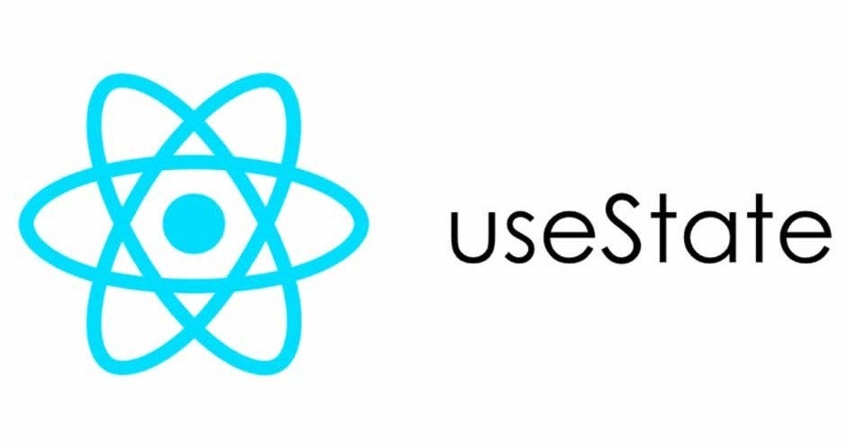 React logo with text ‘useState’