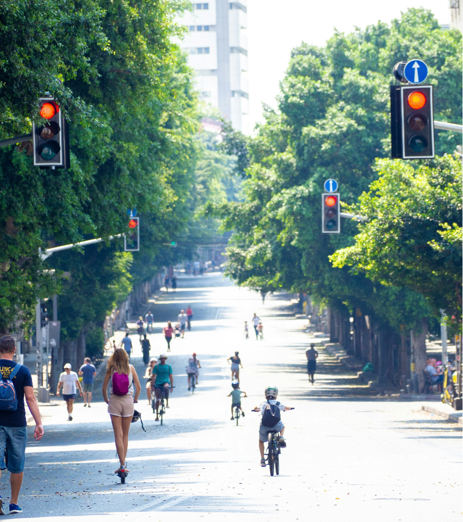 Green City with People Using all eco modes of transport