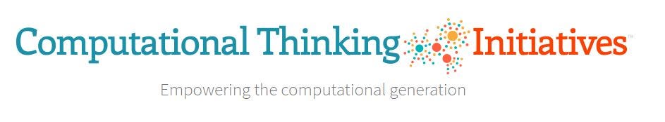 Computational Thinking Initiatives header, with “Computational Thinking Initiatives” in blue and orange text with a circle surrounded by dots separating the two parts. Beneath is the tagline, “Empowering the computational generation.”