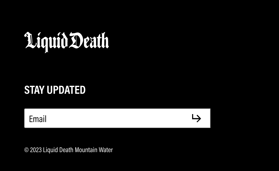 Screenshot of Liquid Death opt-in form.