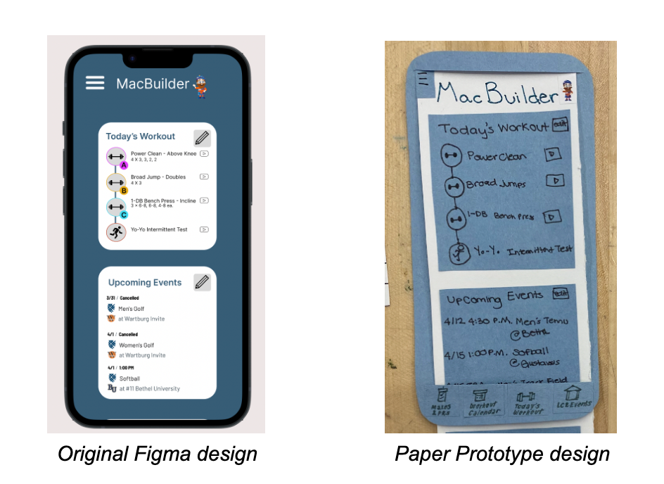 Comparisin of paper prototype to Figma prototype.