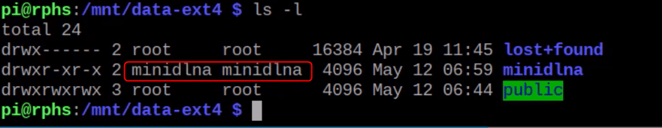 Ensure the correct permissions on miniDLNA directories