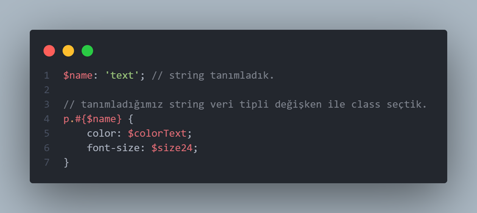 SCSS Değişken Tanımı ile Selector (Interpolition)