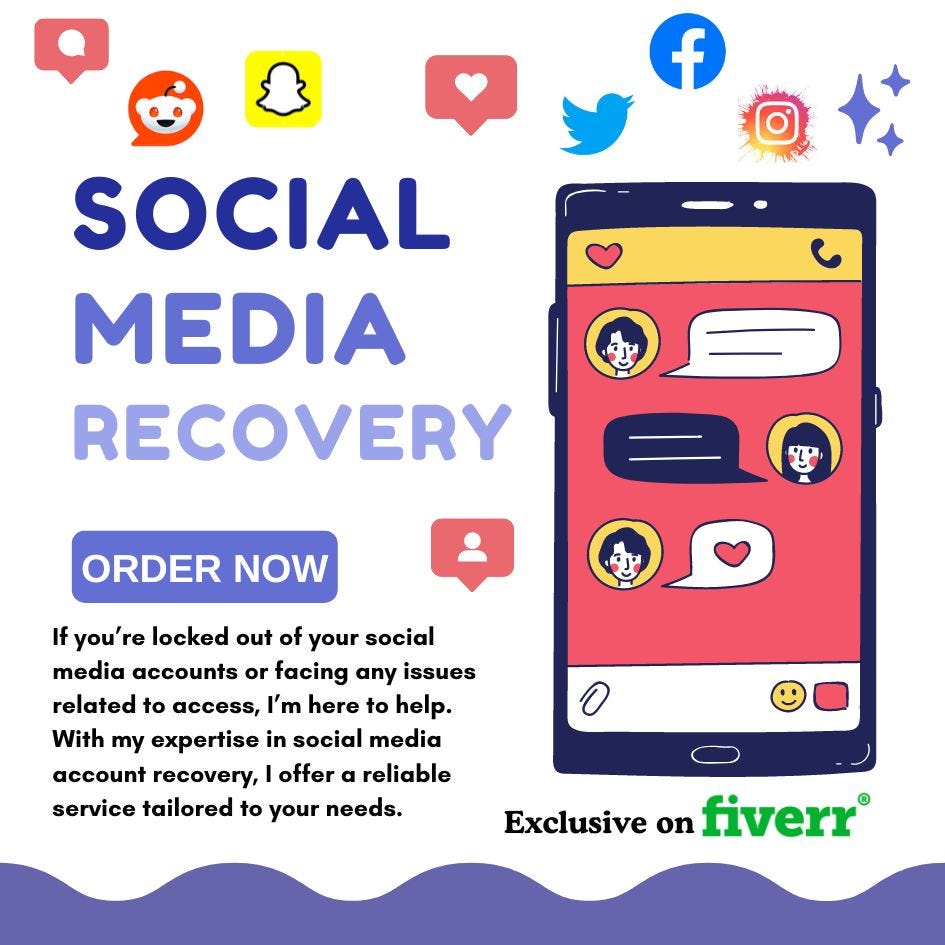 I will do data recovery and social media accounts recovery