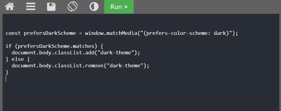 How to implement dark mode in website — Add JavaScript Code