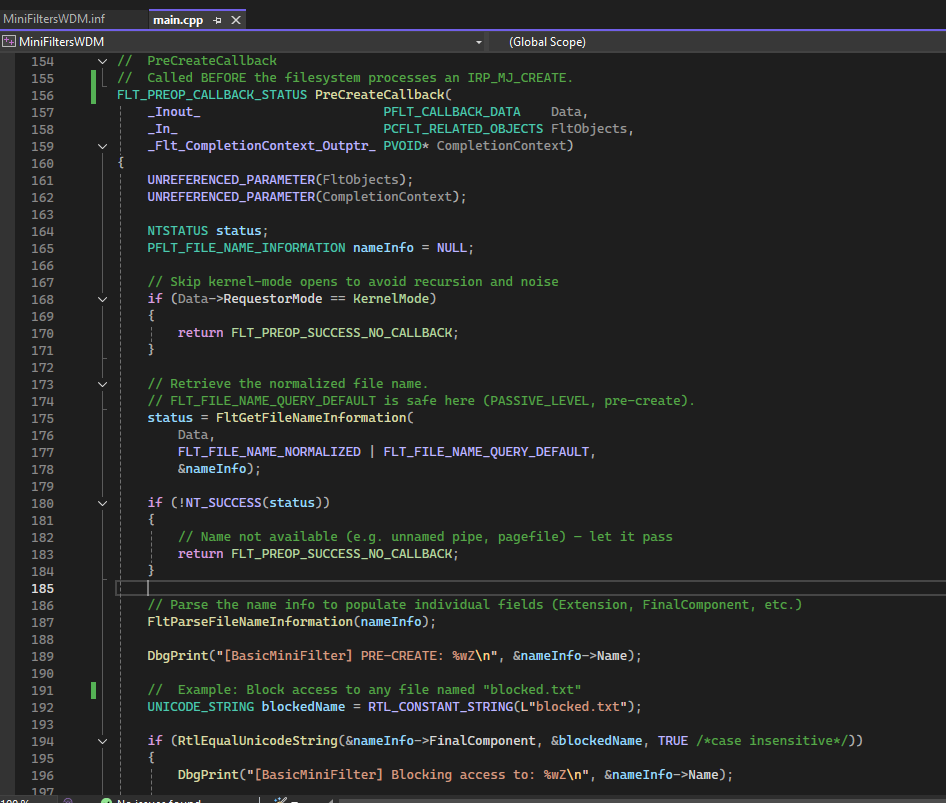 Building a Windows File System Minifilter Driver: Intercepting File Access