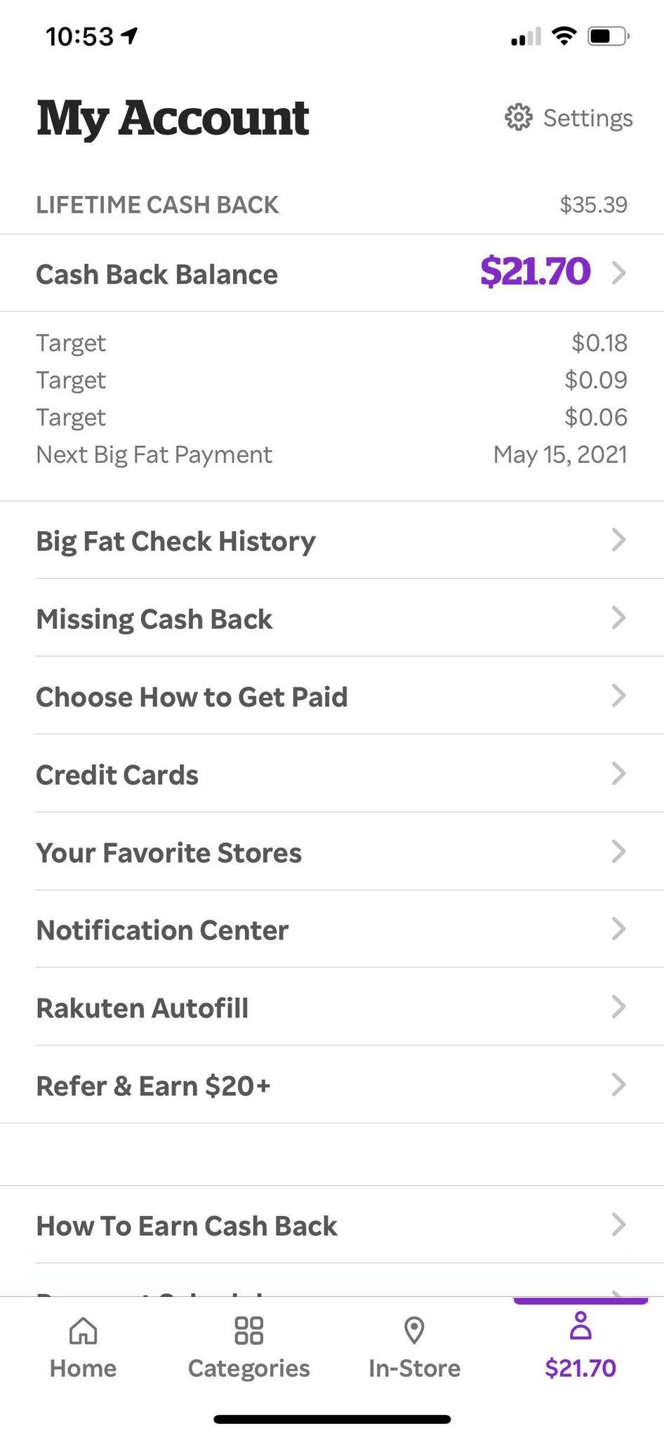 Screen Shot of Rakuten Reward